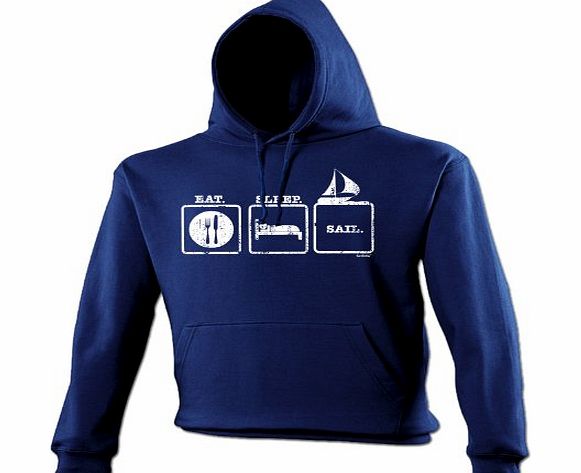 EAT SLEEP SAIL (DISTRESSED PRINT STYLE) (XL - NAVY) NEW PREMIUM HOODIE - slogan funny clothing joke novelty vintage retro top mens ladies girl boy sweatshirt hoody hoodies fashion urban cool geek shir