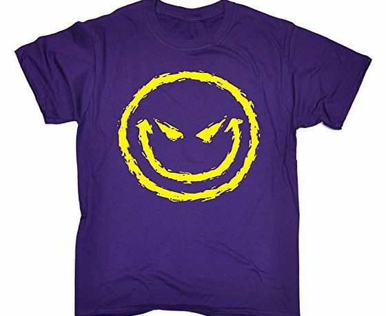 EVIL SMILEY FACE (XL - PURPLE) NEW PREMIUM LOOSE FIT T-SHIRT - slogan funny clothing joke novelty vintage retro t shirt top mens ladies womens girl boy men women tshirt tees tee t-shirts shirts fashio