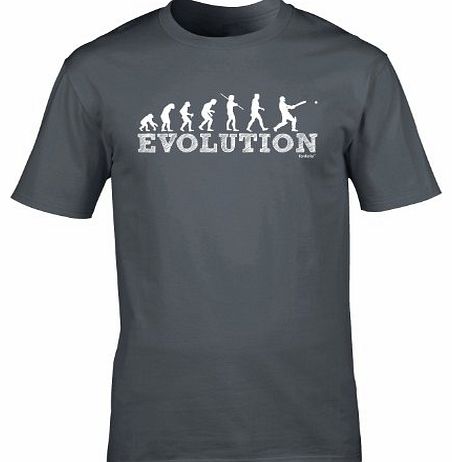 EVOLUTION CRICKET (S - CHARCOAL) NEW PREMIUM LOOSE FIT BAGGY T SHIRT - Bats Bags Balls Shoes Pads Clothing Stumps Clothing Slogan Funny Joke Novelty Vintage retro top Mens Ladies Womens Girl Boy tshir