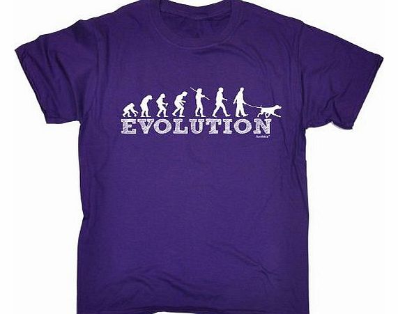 EVOLUTION DOG WALKER (M - PURPLE) NEW PREMIUM LOOSE FIT BAGGY T-SHIRT - slogan funny clothing joke novelty vintage retro t shirt top mens ladies womens girl boy men women tshirt tees tee t-shirts shir