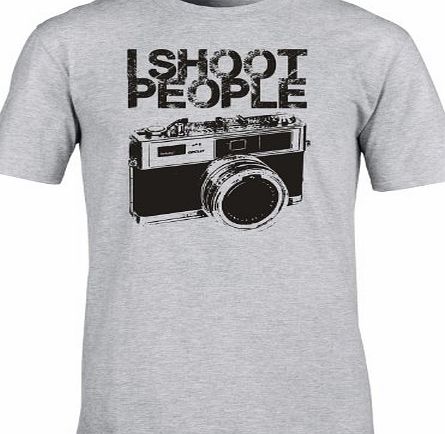 I SHOOT PEOPLE - CAMERA (M - HEATHER GREY) NEW PREMIUM LOOSEFIT T SHIRT - Slogan Funny Clothing Joke Novelty Vintage retro top Mens Ladies Womens Girl Boy tshirt Tees Tee t-shirts shirts Fashion Urban