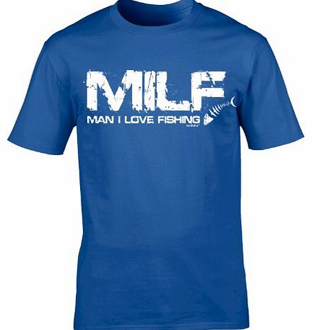 MILF - MAN I LOVE FISHING (XL - ROYAL BLUE) NEW PREMIUM LOOSEFIT T SHIRT - slogan funny clothing joke novelty vintage retro top mens ladies womens girl boy men women tshirt tees tee t-shirts shirts fa