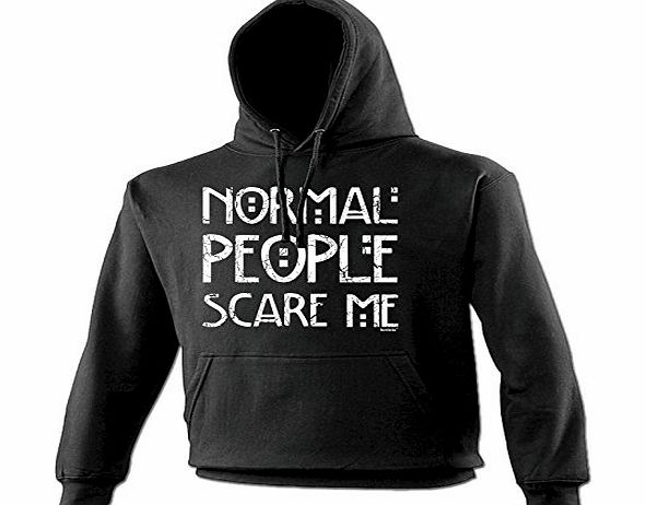 NORMAL PEOPLE SCARE ME (L - BLACK) NEW PREMIUM HOODIE - slogan funny clothing joke novelty vintage retro top mens ladies girl boy sweatshirt men women hoody hoodies fashion urban cool geek shirt nerd 