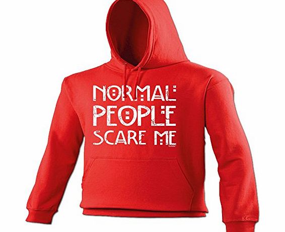 NORMAL PEOPLE SCARE ME (L - RED) NEW PREMIUM HOODIE - slogan funny clothing joke novelty vintage retro top mens ladies girl boy sweatshirt men women hoody hoodies fashion urban cool geek shirt nerd th