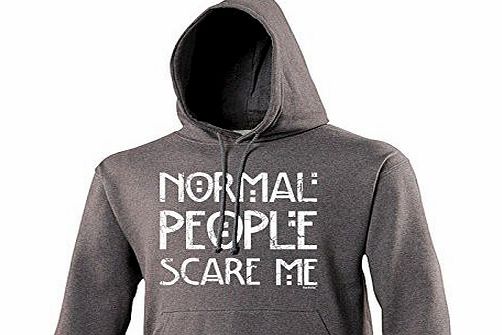 NORMAL PEOPLE SCARE ME (S - CHARCOAL) NEW PREMIUM HOODIE - slogan funny clothing joke novelty vintage retro top mens ladies girl boy sweatshirt men women hoody hoodies fashion urban cool geek shirt ne