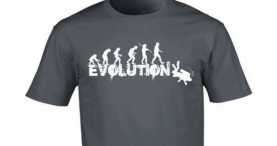 SCUBA EVOLUTION (L - CHARCOAL) NEW PREMIUM T SHIRT - sleep dive diving sports mask snorkle wet dry suit fin eat Youth Fashion Funny Novelty Nerd Vintage retro top clothes Unisex Mens Ladies Womens Gir