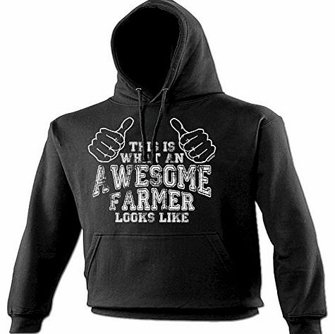 THIS IS WHAT AN AWESOME FARMER LOOKS LIKE (S - BLACK) NEW PREMIUM HOODIE - slogan funny clothing joke novelty vintage retro top mens ladies girl boy sweatshirt men women hoody hoodies fashion urban co