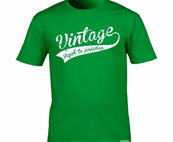 VINTAGE AGED TO PERFECTION (XL - KELLY GREEN) NEW PREMIUM LOOSEFIT T SHIRT - slogan funny clothing joke novelty vintage retro top mens ladies womens girl boy men women tshirt tees tee t-shirts shirts 