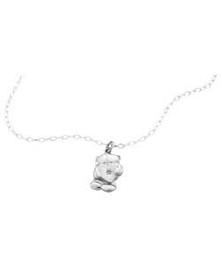 Sterling Silver Diamond Set Bear Pendant