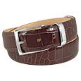 Dark Brown Alligator Leather Belt with Metal Point