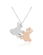 Diamond and 18K Gold Teddy Bears Pendant Necklace