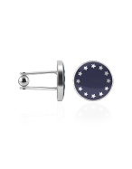 Forzieri European Flag Silver Plated Round Cuff links