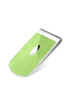 Lime Green Enamel Engraved Sterling Silver Money Clip