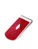 Red Enamel Engraved Sterling Silver Money Clip