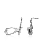 Sterling Silver Sax Florentine Handmade Cufflinks