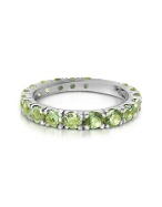 Green Peridot 18K White Gold Eternity Band Ring