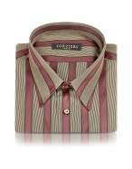 Handmade Brown Striped Cotton Italian Dress Shirt