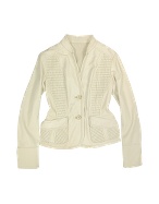 Ivory Detailed Insets Italian Leather Jacket