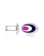 Optical Enamel Silver Plated Cuff Links