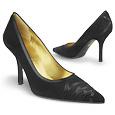 Satin Lacing Black Suede Italian Pump Shoes