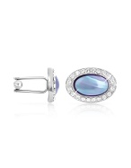 Swarovski Crystal Framed Mother of Pearl Cuff Links