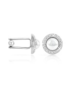 Swarovski Crystal Framed Pearl Cuff Links