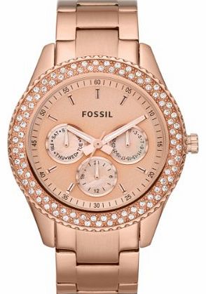 Stella Stone Set Rose Gold Plated Stainless Steel Bracelet Ladies Watch ES3003