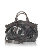 Fascination - Studded Trim Leather Large Satchel