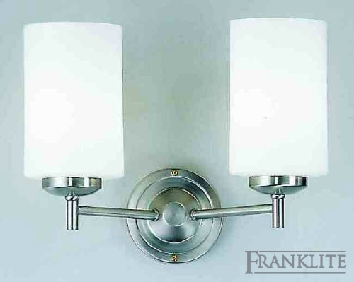 Matt nickel finish 2 light bracket with matt opal cylinder glasses.