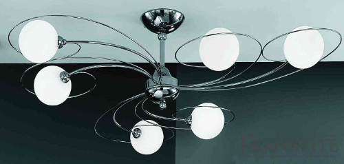 Pelota Italian chrome finish 6 light semi-flush fitting with G9 halogen lamps.