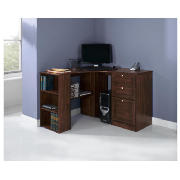 Corner Desk With Storage, Walnut Effect