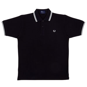 Tipped Polo Shirt- Navy- Medium