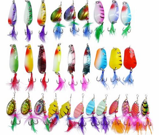 30 Spinner Super New Fishing Lure Pike Salmon Bass T10