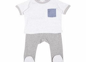 0-12 mnths grey striped jumpsuit