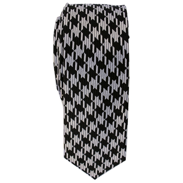 Silver & Black Dogtooth Tie by