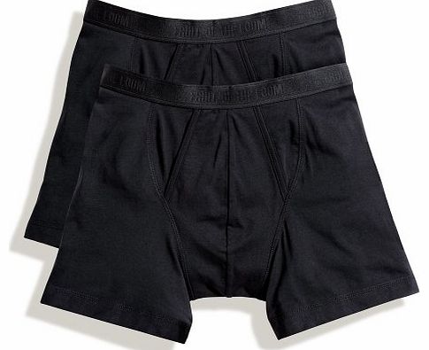 Mens Classic Twill Cotton Boxer Shorts 2 Pack Black L