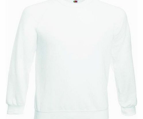 Mens Raglan Sweatshirt Jumper White Small