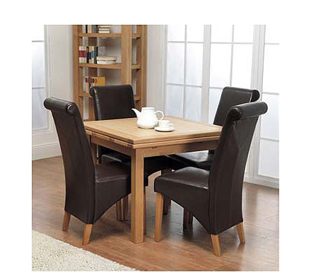 Staten Oak Square Extending 4 Seater Dining Set