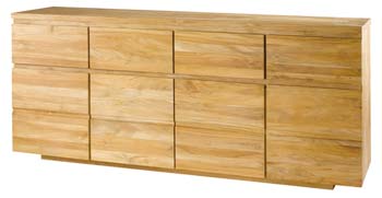 Furniture123 Absolue Solid Teak 4 Drawer 4 Door Sideboard