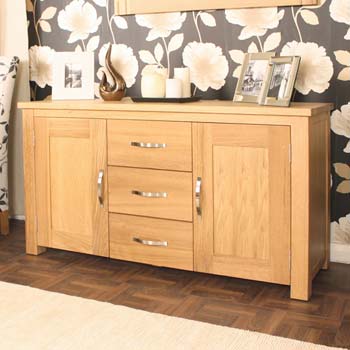 Furniture123 Aldan Solid Oak 2 Door 3 Drawer Sideboard