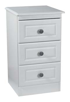 Amelie White 3 Drawer Bedside Table