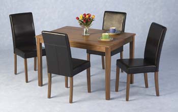 Ashmere Dining Set in Walnut with Dark Brown