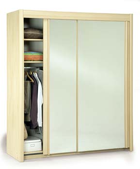 Carlene Double Mirrored Wardrobe in Light Beech