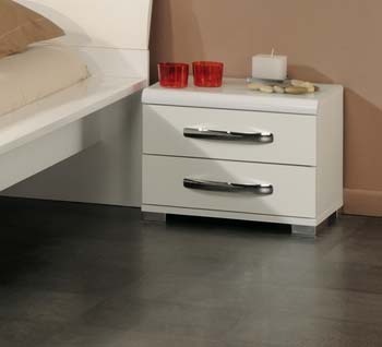 Chrono White 2 Drawer Bedside Chest