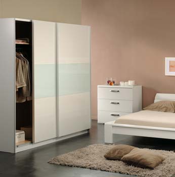 Chrono White Sliding 2 Door Wardrobe