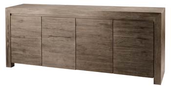 Furniture123 Cosmos Grey Tinted Solid Teak 4 Door Sideboard