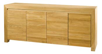 Furniture123 Cosmos Sandblasted Solid Teak 4 Door Sideboard