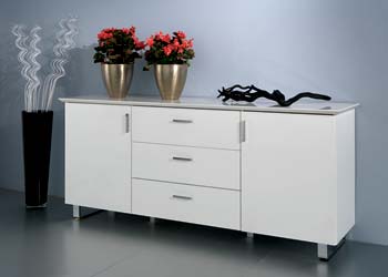 Furniture123 Eiffel High Gloss 3 Door Sideboard - WHILE