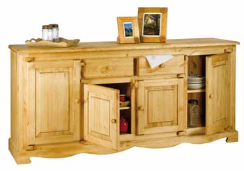 Furniture123 Farmer Solid Pine 4 Door 2 Drawer Sideboard