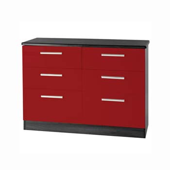 Hatherley High Gloss 3+3 Drawer Chest in Black